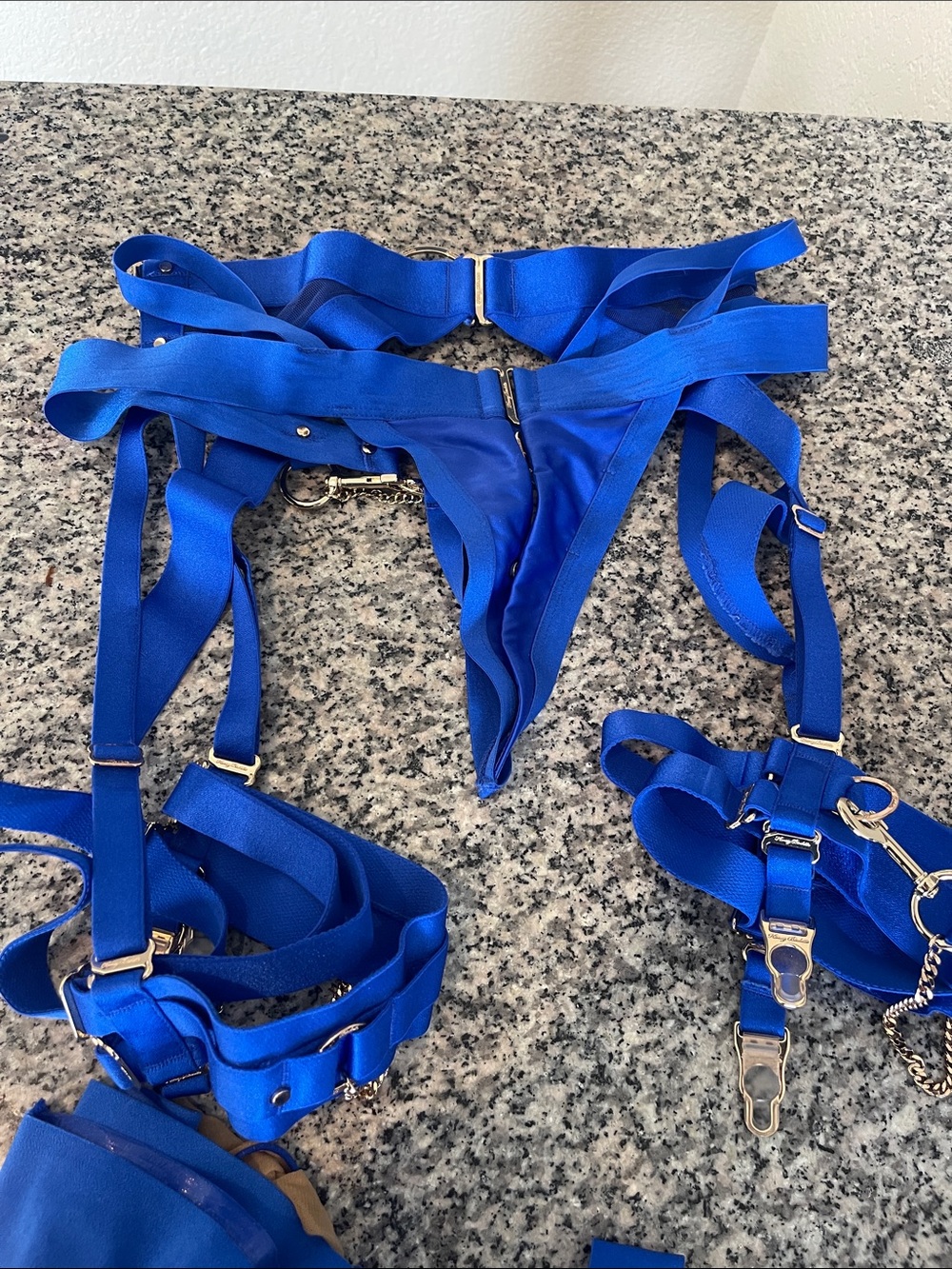 Honey Birdette cobalt blue harness lingerie set - Picture 7 of 8